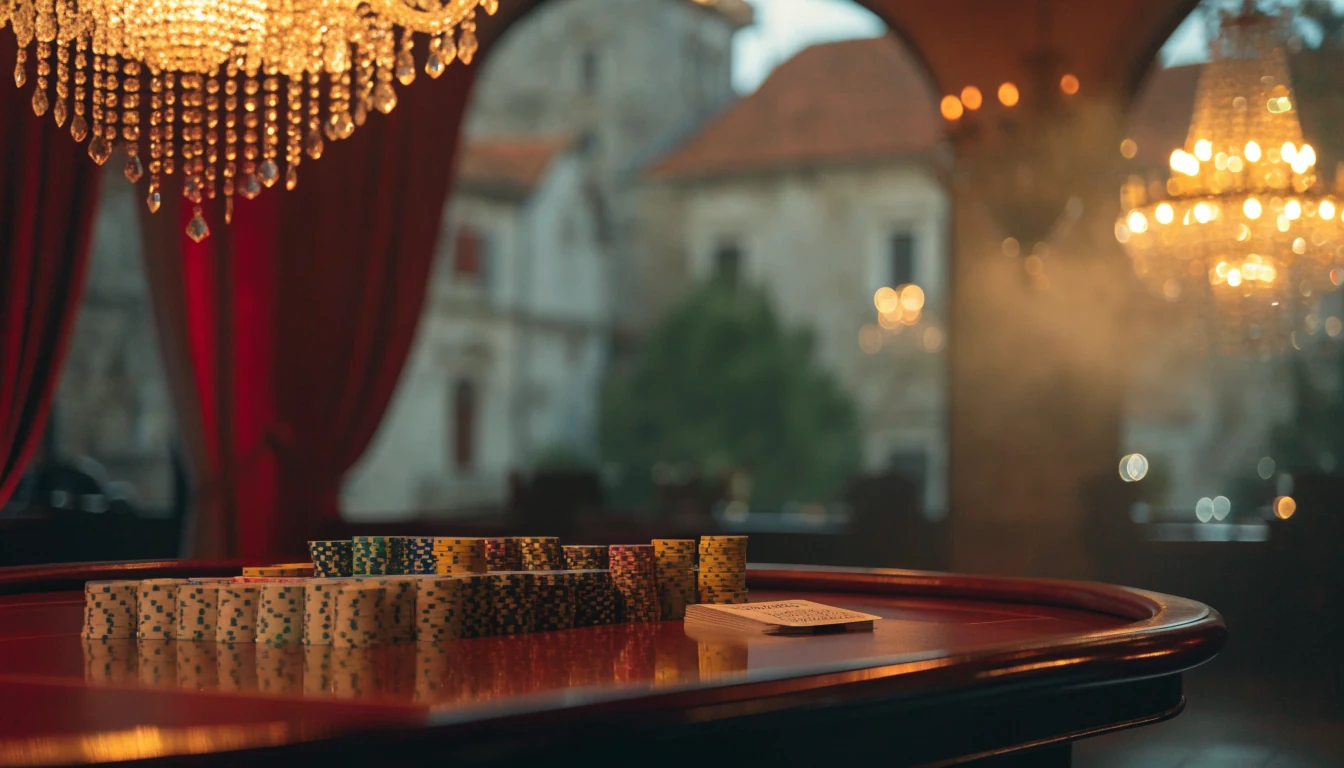 Elegantno hrvatsko casina s baccarat stolom i žetonima