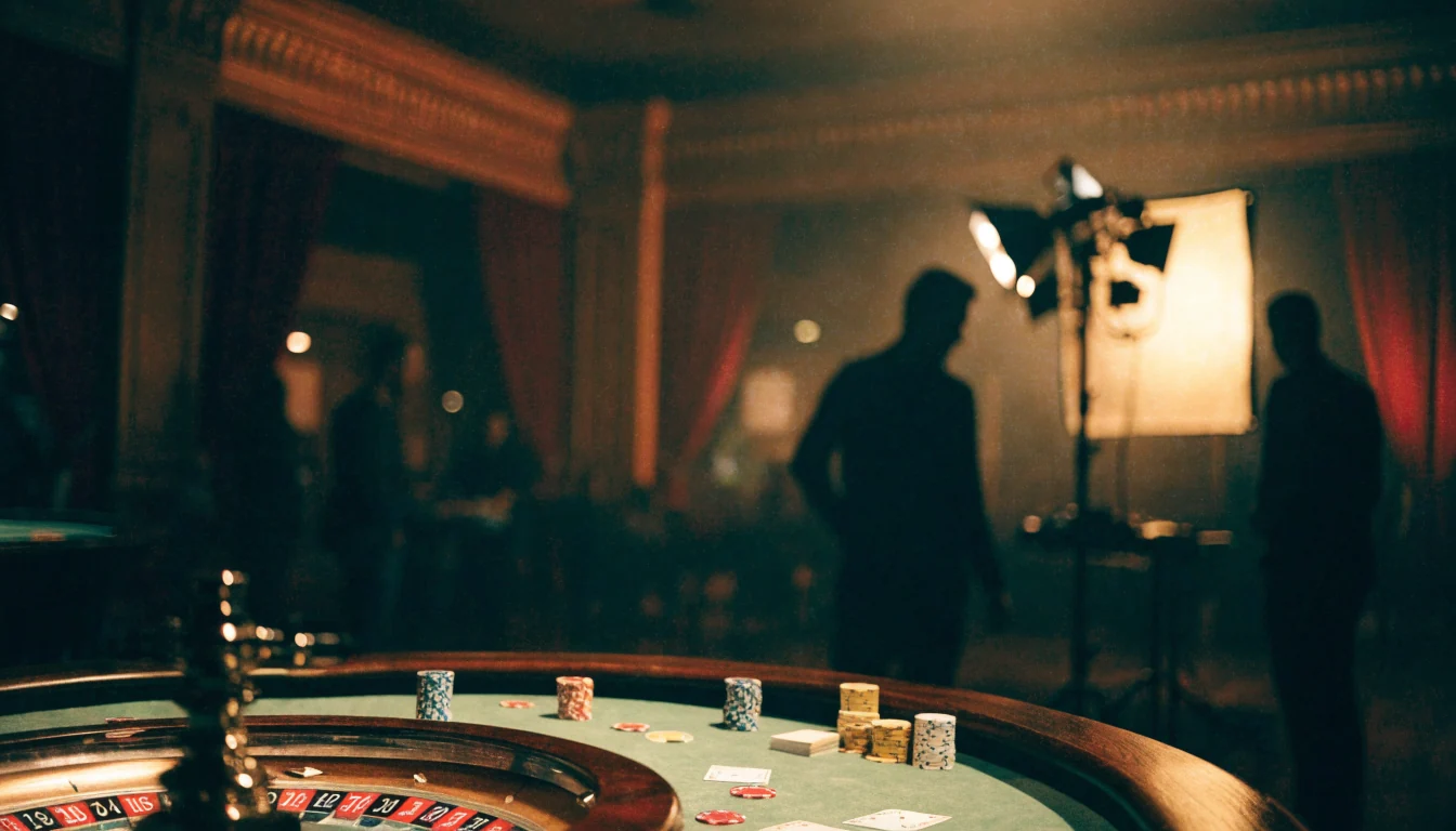 Elegantni live casino studio s ruletom i žetonima na stolu